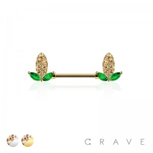 MULTI CZ CORN ON THE COB 316L SURGICAL STEEL NIPPLE RING